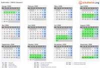 Kalender 2006 mit Ferien und Feiertagen Hessen