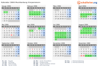 Kalender 2006 mit Ferien und Feiertagen Mecklenburg-Vorpommern