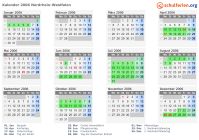 Kalender 2006 mit Ferien und Feiertagen Nordrhein-Westfalen