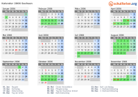 Kalender 2006 mit Ferien und Feiertagen Sachsen