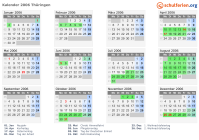 Kalender 2006 mit Ferien und Feiertagen Thüringen