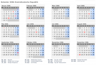 Kalender 2006 mit Ferien und Feiertagen Dominikanische Republik