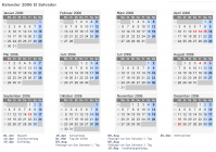 Kalender 2006 mit Ferien und Feiertagen El Salvador