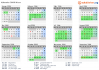 Kalender 2006 mit Ferien und Feiertagen Nizza