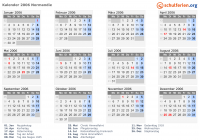 Kalender 2006 mit Ferien und Feiertagen Normandie