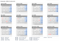 Kalender 2006 mit Ferien und Feiertagen Frankreich