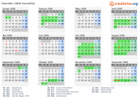 Kalender 2006 mit Ferien und Feiertagen Versailles