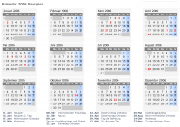 Kalender 2006 mit Ferien und Feiertagen Georgien
