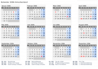 Kalender 2006 mit Ferien und Feiertagen Griechenland