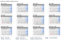 Kalender 2006 mit Ferien und Feiertagen Großbritannien