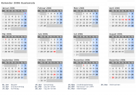 Kalender 2006 mit Ferien und Feiertagen Guatemala