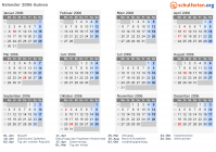 Kalender 2006 mit Ferien und Feiertagen Guinea