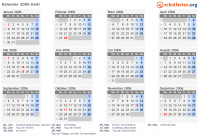 Kalender 2006 mit Ferien und Feiertagen Haiti
