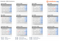 Kalender 2006 mit Ferien und Feiertagen Honduras