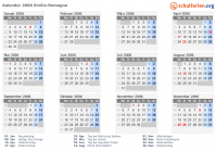 Kalender 2006 mit Ferien und Feiertagen Emilia-Romagna