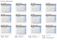 Kalender 2006 mit Ferien und Feiertagen Kanada