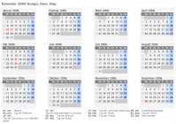 Kalender 2006 mit Ferien und Feiertagen Kongo, Dem. Rep.