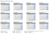 Kalender 2006 mit Ferien und Feiertagen Kongo, Rep.