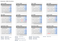Kalender 2006 mit Ferien und Feiertagen Kroatien