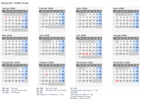 Kalender 2006 mit Ferien und Feiertagen Kuba