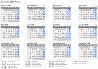 Kalender 2006 mit Ferien und Feiertagen Malta