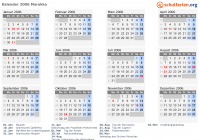 Kalender 2006 mit Ferien und Feiertagen Marokko
