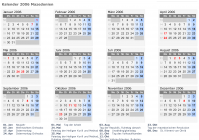 Kalender 2006 mit Ferien und Feiertagen Nordmazedonien