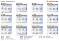 Kalender 2006 mit Ferien und Feiertagen Moldawien
