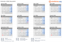 Kalender 2006 mit Ferien und Feiertagen Mosambik
