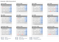 Kalender 2006 mit Ferien und Feiertagen Neuseeland