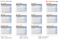 Kalender 2006 mit Ferien und Feiertagen Niger