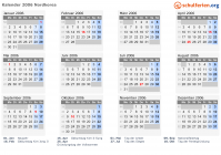 Kalender 2006 mit Ferien und Feiertagen Nordkorea