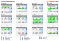 Kalender 2006 mit Ferien und Feiertagen Vorarlberg