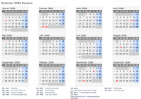 Kalender 2006 mit Ferien und Feiertagen Panama