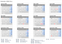 Kalender 2006 mit Ferien und Feiertagen Peru