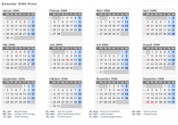 Kalender 2006 mit Ferien und Feiertagen Polen