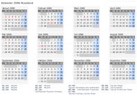 Kalender 2006 mit Ferien und Feiertagen Russland