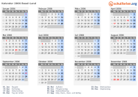 Kalender 2006 mit Ferien und Feiertagen Basel-Land