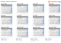 Kalender 2006 mit Ferien und Feiertagen Graubünden