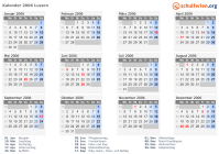 Kalender 2006 mit Ferien und Feiertagen Luzern