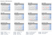 Kalender 2006 mit Ferien und Feiertagen Spanien