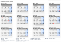 Kalender 2006 mit Ferien und Feiertagen Türkei