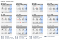 Kalender 2006 mit Ferien und Feiertagen Ukraine