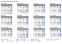 Kalender 2006 mit Ferien und Feiertagen Weißrussland