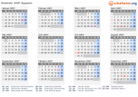 Kalender 2007 mit Ferien und Feiertagen Ägypten