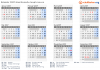 Kalender 2007 mit Ferien und Feiertagen Amerikanische Jungferninseln
