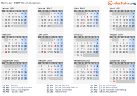 Kalender 2007 mit Ferien und Feiertagen Aserbaidschan