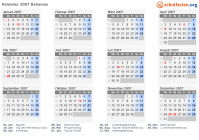 Kalender 2007 mit Ferien und Feiertagen Bahamas