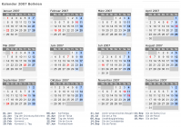 Kalender 2007 mit Ferien und Feiertagen Bolivien