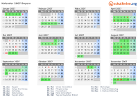 Kalender 2007 mit Ferien und Feiertagen Bayern